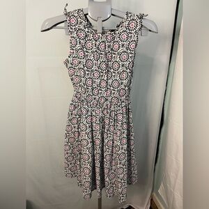 Lands end girls Floral Sleeveless Dress - Navy‎ Blue white  and Pink size 12